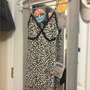 Wild Fable Animal Print Dress with Black Lace